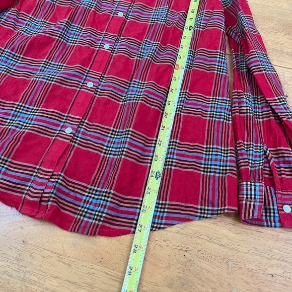 J.McLaughlin Lois Blouse Plaid Long Sleeves Light Fabric Summer Shirt, Size M - Picture 7 of 8